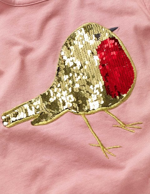 Colour-Change Festive T-Shirt - Vintage Pink Robin Colour-Change Festive T-Shirt - Vintage Pink Robin
