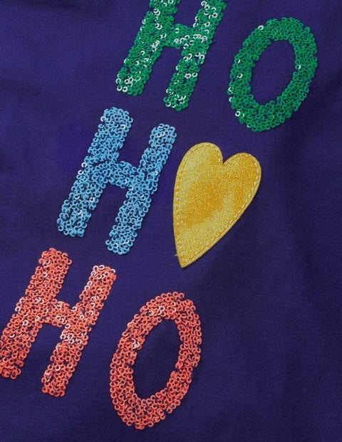 Festive Sequin T-Shirt - Prussian Blue HO HO HO Festive Sequin T-Shirt - Prussian Blue HO HO HO