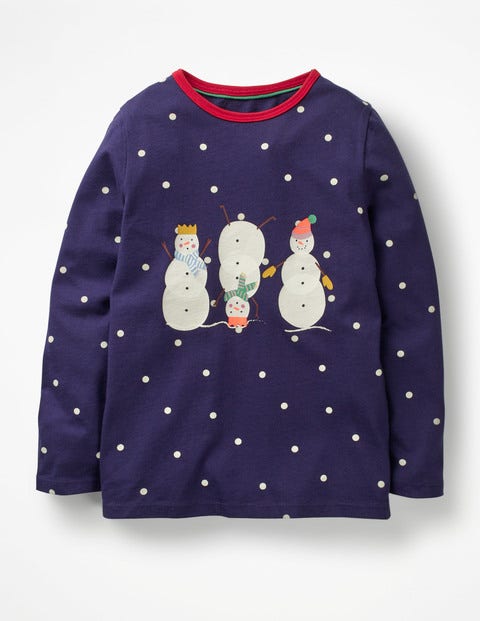 Festive Friends T-Shirt - Prussian Blue/Ecru Spot Festive Friends T-Shirt - Prussian Blue/Ecru Spot