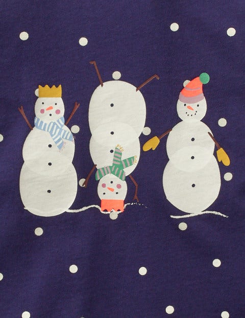 Festive Friends T-Shirt - Prussian Blue/Ecru Spot Festive Friends T-Shirt - Prussian Blue/Ecru Spot