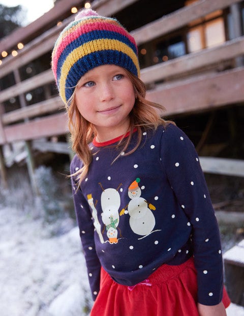 Festive Friends T-Shirt - Prussian Blue/Ecru Spot Festive Friends T-Shirt - Prussian Blue/Ecru Spot