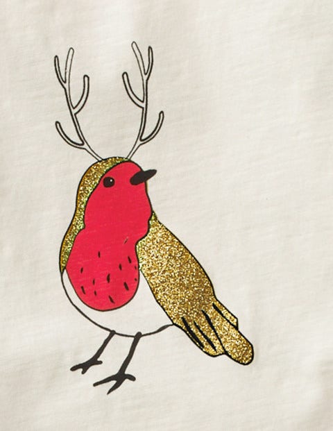 Festive Raglan T-Shirt - Ecru/Boathouse Blue Robin Festive Raglan T-Shirt - Ecru/Boathouse Blue Robin