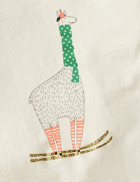 Festive Raglan T-Shirt - Ecru/Polish Red Llama Festive Raglan T-Shirt - Ecru/Polish Red Llama