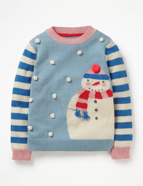 Festive Friends Jumper - Boathouse Blue Snowman Festive Friends Jumper - Boathouse Blue Snowman