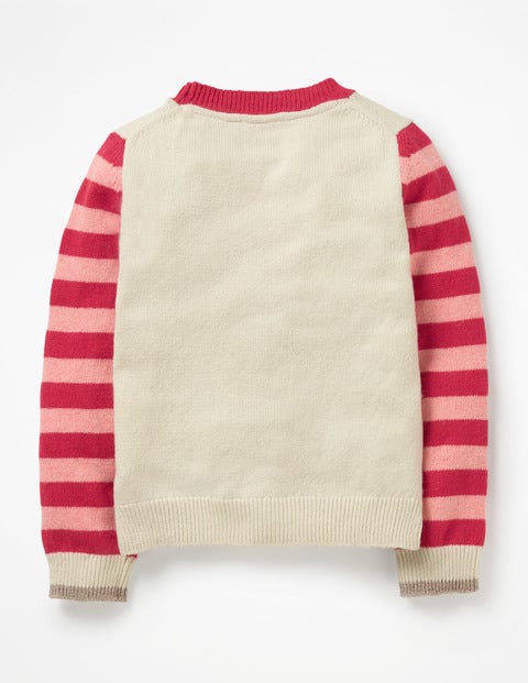 Pullover Mit Festlichen Freunden - Ecru Meliert, Rotkehlchen Pullover Mit Festlichen Freunden - Ecru Meliert, Rotkehlchen