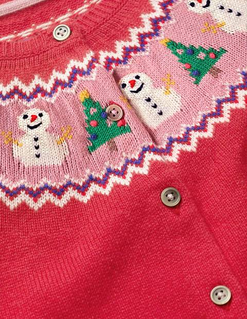 Festive Fun Cardigan - Polish Red Snowmen Festive Fun Cardigan - Polish Red Snowmen