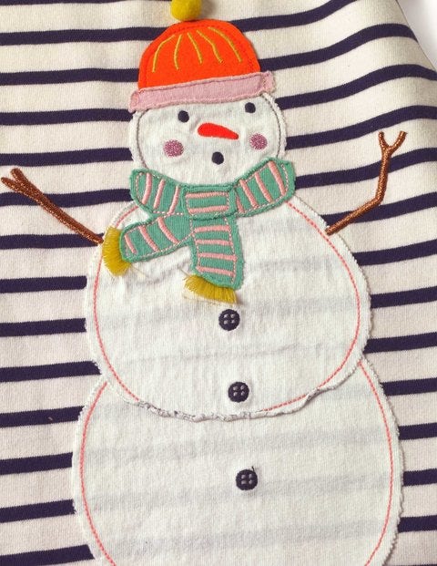 Festive Appliqué Tunic - Ecru/Prussian Blue Snowman Festive Appliqué Tunic - Ecru/Prussian Blue Snowman