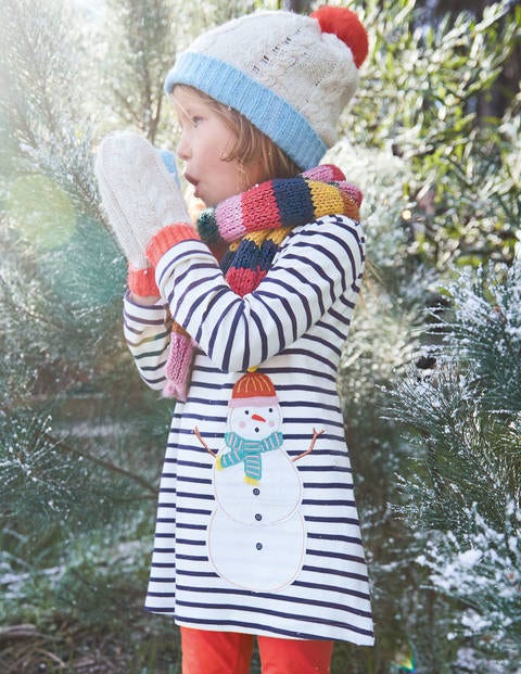Festive Appliqué Tunic - Ecru/Prussian Blue Snowman Festive Appliqué Tunic - Ecru/Prussian Blue Snowman