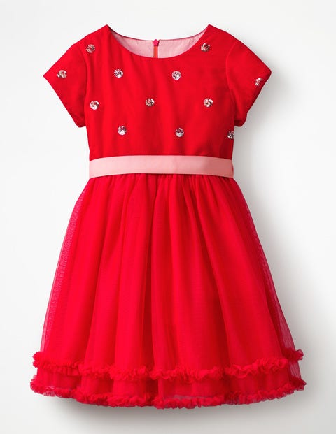 Velvet Appliqué Dress - Polish Red Sequin Spot Velvet Appliqué Dress - Polish Red Sequin Spot