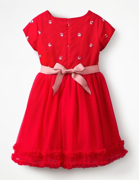 Velvet Appliqué Dress - Polish Red Sequin Spot Velvet Appliqué Dress - Polish Red Sequin Spot