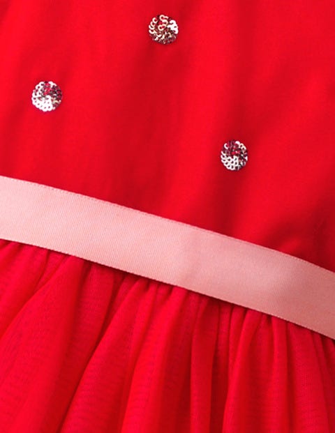 Velvet Appliqué Dress - Polish Red Sequin Spot Velvet Appliqué Dress - Polish Red Sequin Spot