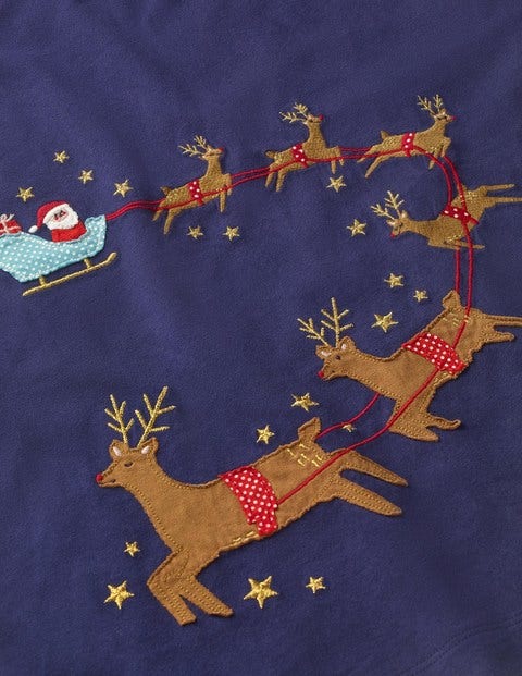 Robe À Grand Appliqué Festif - Scène en traîneau bleu de Prusse Robe À Grand Appliqué Festif - Scène en traîneau bleu de Prusse