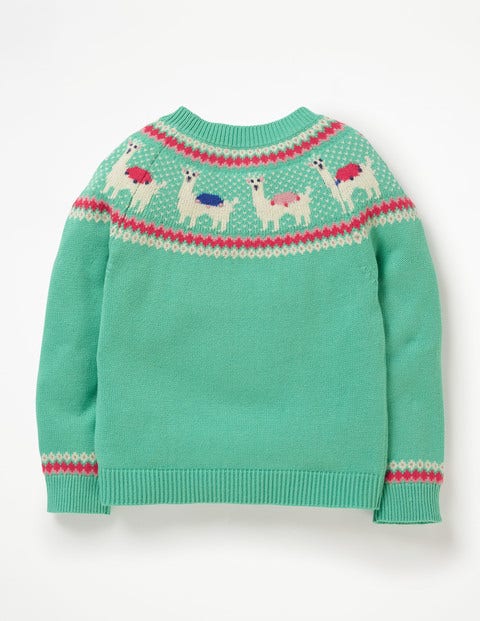 Llama Fair Isle Jumper - Jungle Green Llamas Llama Fair Isle Jumper - Jungle Green Llamas