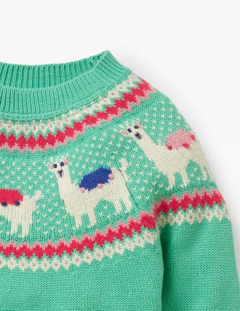 Llama Fair Isle Jumper - Jungle Green Llamas Llama Fair Isle Jumper - Jungle Green Llamas