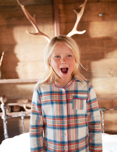 Festive Pyjama Set - Ivory/Drummer Blue Check Festive Pyjama Set - Ivory/Drummer Blue Check