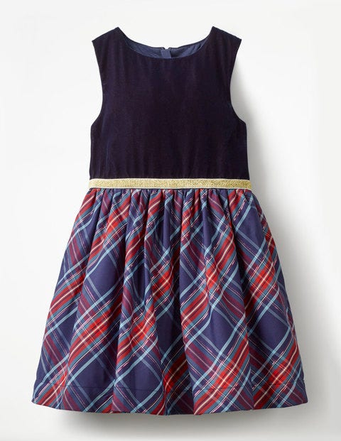 Check Party Dress - Prussian Blue/Engine Red Check Check Party Dress - Prussian Blue/Engine Red Check