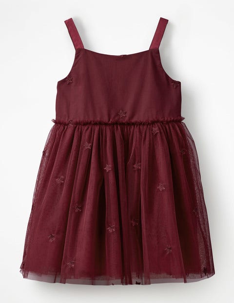 Star Tulle Party Dress - Deep Red Star Tulle Party Dress - Deep Red