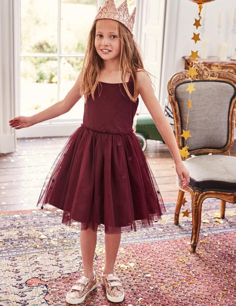 Star Tulle Party Dress - Deep Red Star Tulle Party Dress - Deep Red