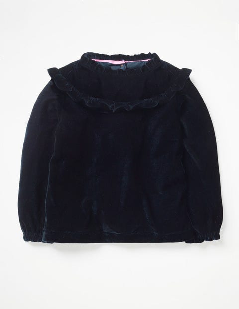 Velvet Frill Top - Navy Velvet Frill Top - Navy