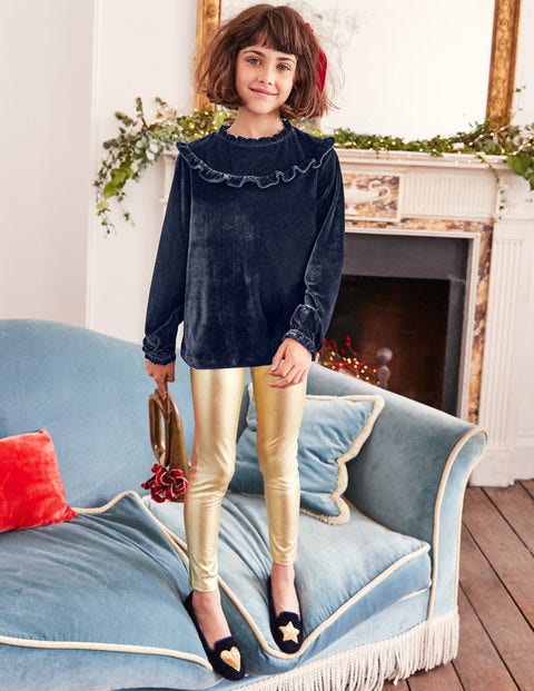 Velvet Frill Top - Navy Velvet Frill Top - Navy