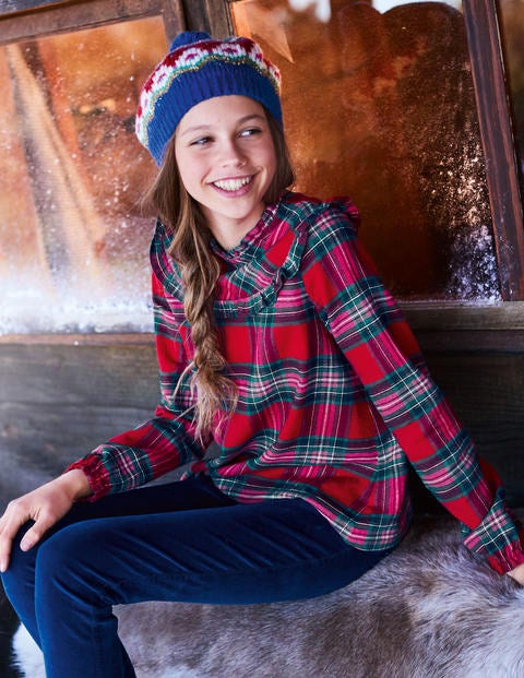 Festive Woven Check Top - Engine Red/Pop Pink Check Festive Woven Check Top - Engine Red/Pop Pink Check