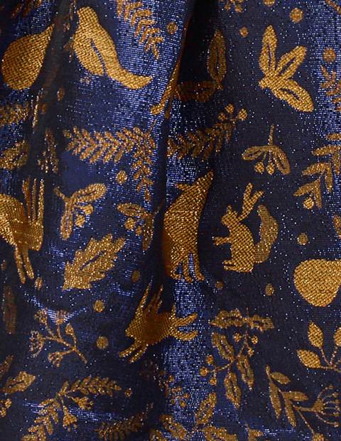 Festive Jacquard Dress - Prussian Blue Winter Woodblock Festive Jacquard Dress - Prussian Blue Winter Woodblock