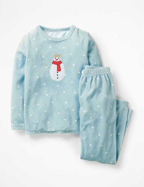 Velour Pyjama Set - Ice Blue/Ecru Confetti Spot Velour Pyjama Set - Ice Blue/Ecru Confetti Spot