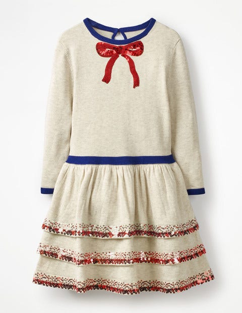 Knitted Party Dress - Ecru Marl Knitted Party Dress - Ecru Marl