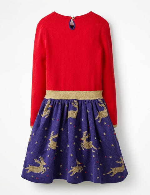 Reindeer Knitted Dress - Prussian Blue Reindeer Knitted Dress - Prussian Blue