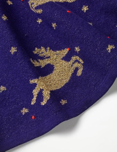 Reindeer Knitted Dress - Prussian Blue Reindeer Knitted Dress - Prussian Blue