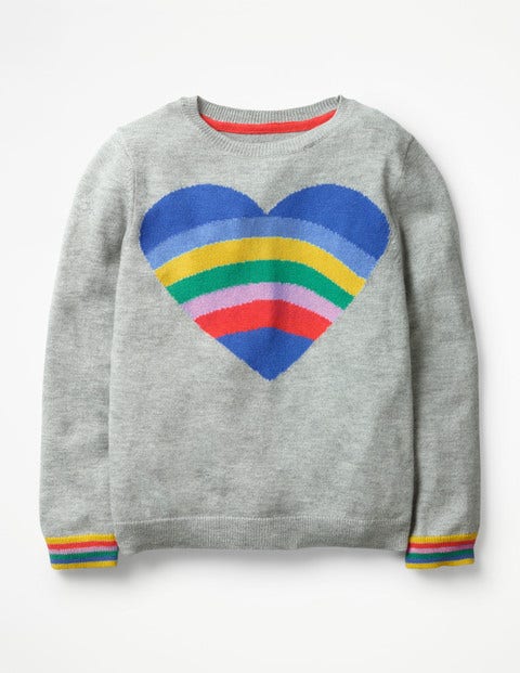 Fun Heart Jumper - Grey Marl Heart Fun Heart Jumper - Grey Marl Heart