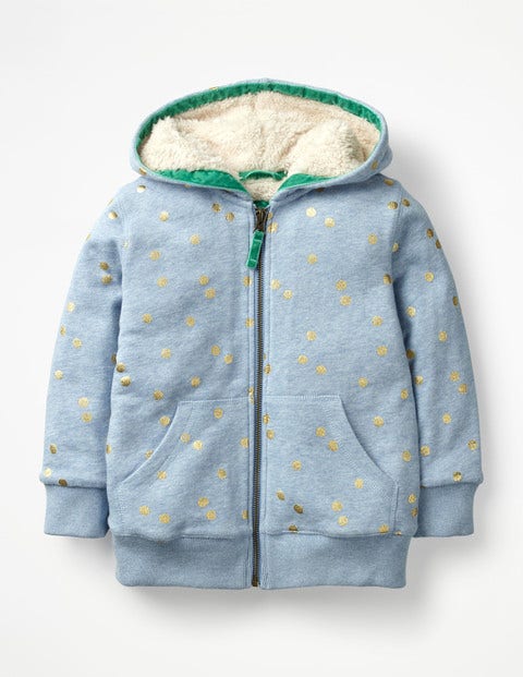 Printed Shaggy Zip-Through - Blue Marl Foil Spot Printed Shaggy Zip-Through - Blue Marl Foil Spot