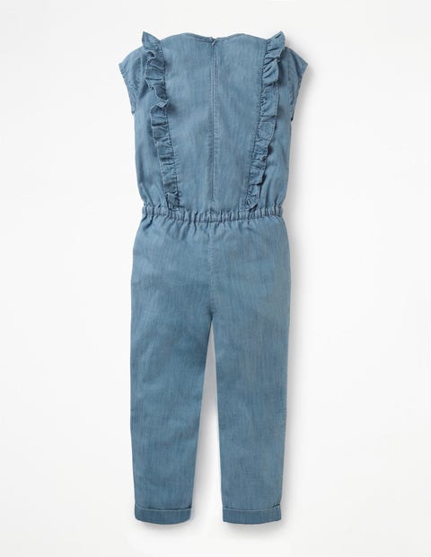 Frilly Woven Jumpsuit - Indigo Chambray Frilly Woven Jumpsuit - Indigo Chambray