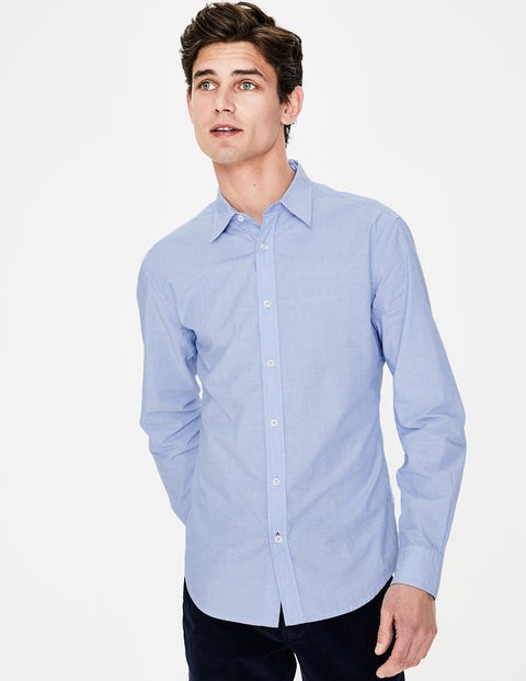 Slim Fit Poplin Shirt - Blue End on End Slim Fit Poplin Shirt - Blue End on End