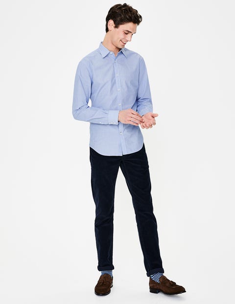 Slim Fit Poplin Shirt - Blue End on End Slim Fit Poplin Shirt - Blue End on End