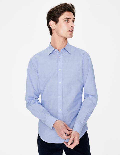 Slim Fit Poplin Shirt - Blue End on End Slim Fit Poplin Shirt - Blue End on End