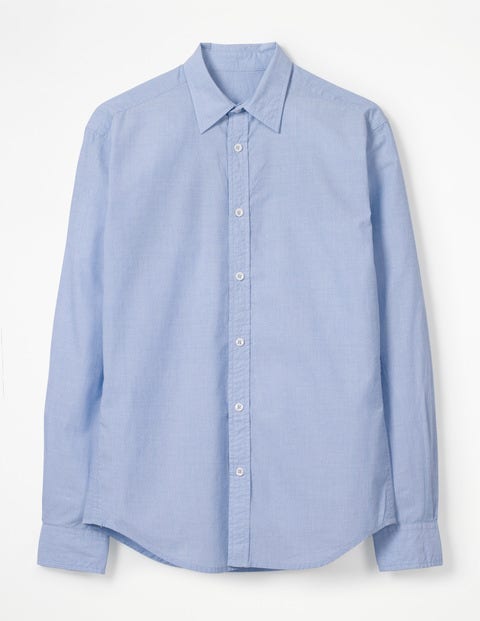 Slim Fit Poplin Shirt - Blue End on End Slim Fit Poplin Shirt - Blue End on End
