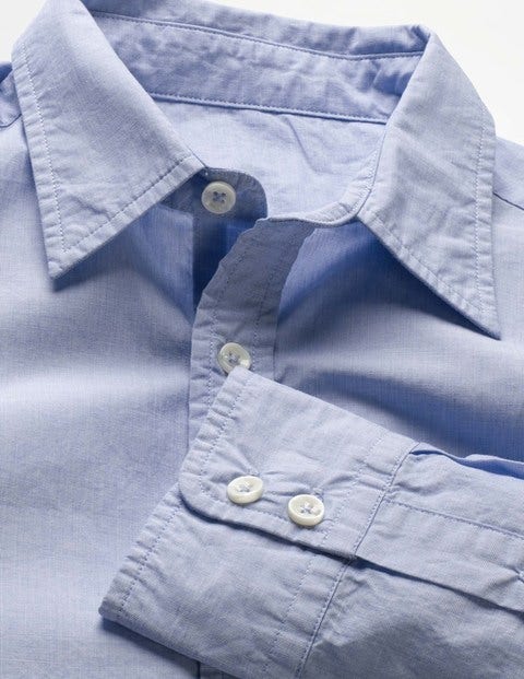 Slim Fit Poplin Shirt - Blue End on End Slim Fit Poplin Shirt - Blue End on End
