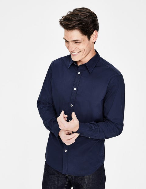 Slim Fit Poplin Shirt - Navy Slim Fit Poplin Shirt - Navy