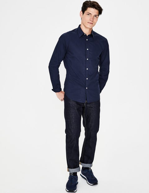 Slim Fit Poplin Shirt - Navy Slim Fit Poplin Shirt - Navy
