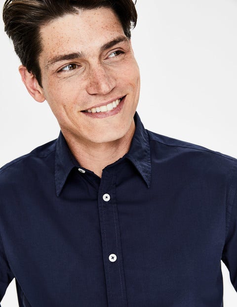 Slim Fit Poplin Shirt - Navy Slim Fit Poplin Shirt - Navy
