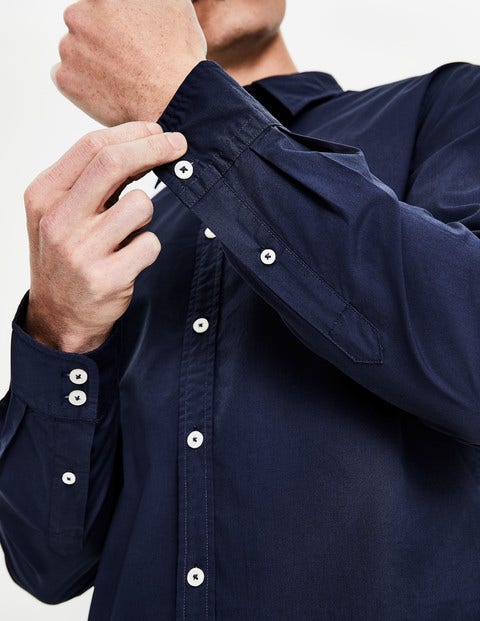 Slim Fit Poplin Shirt - Navy Slim Fit Poplin Shirt - Navy