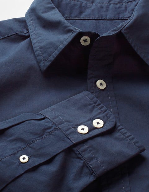 Slim Fit Poplin Shirt - Navy Slim Fit Poplin Shirt - Navy