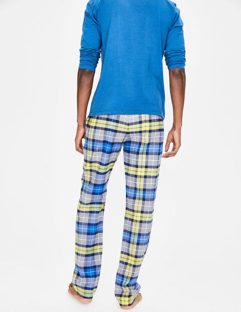 Brushed Cotton Pull-Ons - Grey Marl/Yellow Check Brushed Cotton Pull-Ons - Grey Marl/Yellow Check