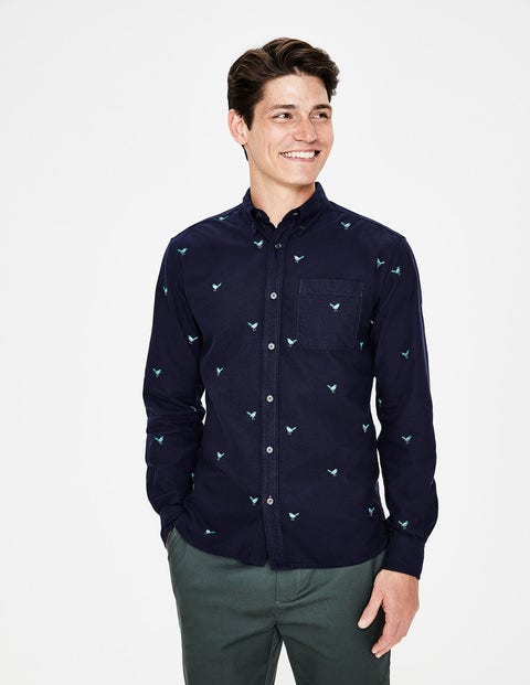 Oxford Shirt - Navy Bird Embroidery Oxford Shirt - Navy Bird Embroidery