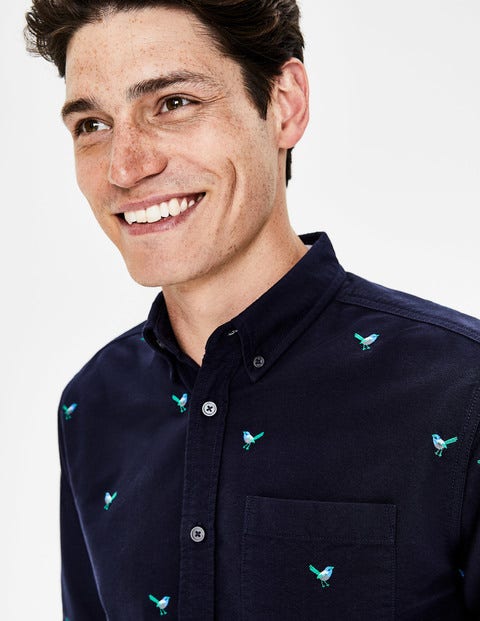 Oxford Shirt - Navy Bird Embroidery Oxford Shirt - Navy Bird Embroidery
