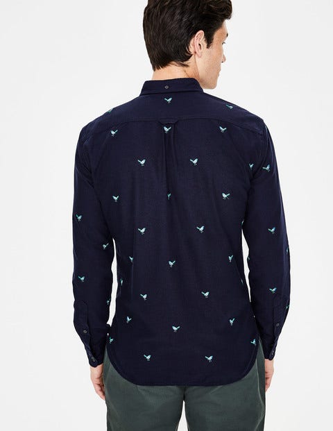 Oxford Shirt - Navy Bird Embroidery Oxford Shirt - Navy Bird Embroidery