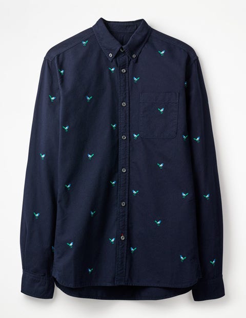 Oxford Shirt - Navy Bird Embroidery Oxford Shirt - Navy Bird Embroidery