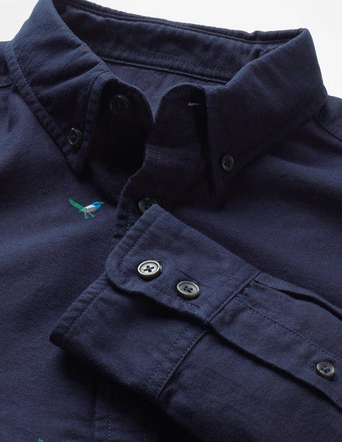 Oxford Shirt - Navy Bird Embroidery Oxford Shirt - Navy Bird Embroidery