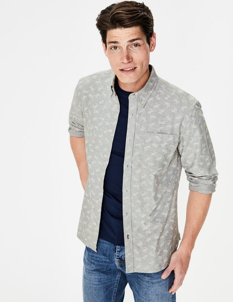 Slim Fit Oxford Shirt - Grey Marl Floral Slim Fit Oxford Shirt - Grey Marl Floral